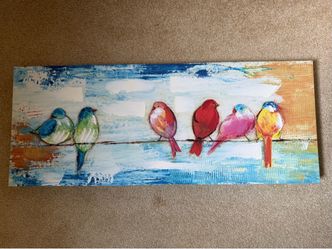Colorful Birds on a Wire Canvas Wall Art