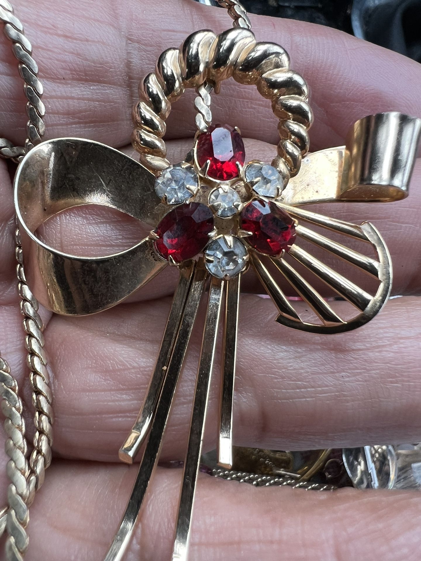 SCITARELLI 1950d Vintage Brooch Pendent Necklace