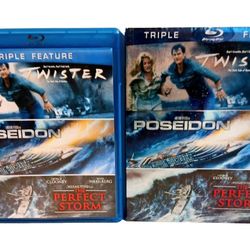 Twister/Poseidon/The Perfect Storm Blu-ray 2012 3-Disc Set Like New W/ Slipcover