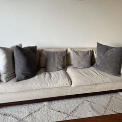 Custom Boucle White Couch Extra Deep