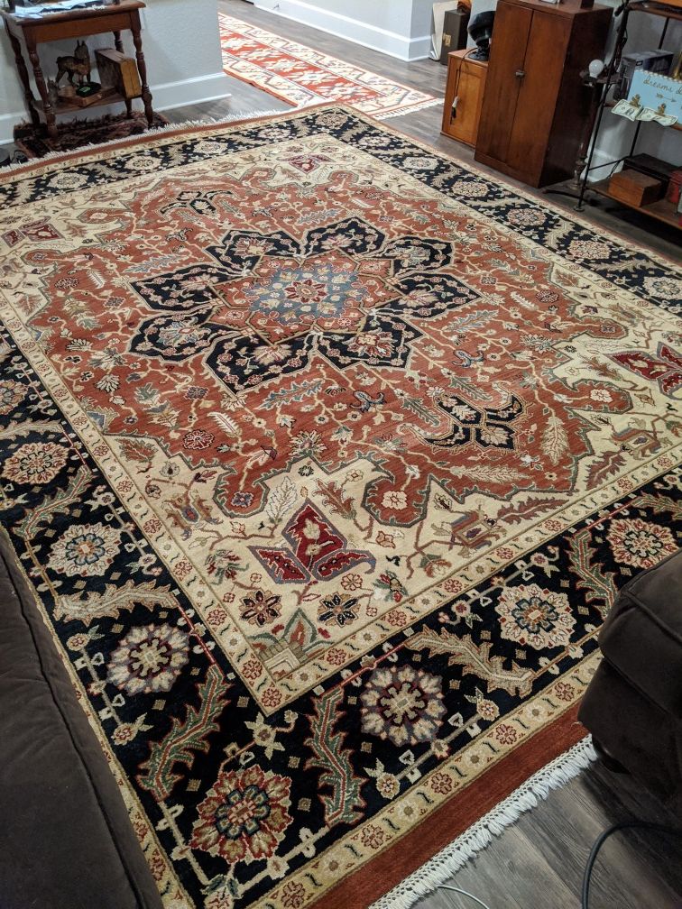 9.2x12 Rug Handmade Wool Heriz