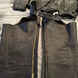 Fox Creek Leather Motorcycle Jacket + Chaps – Like New – XXXL/58 – Made in USA