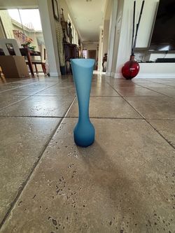 Blue Frosted Glass Bud Vase