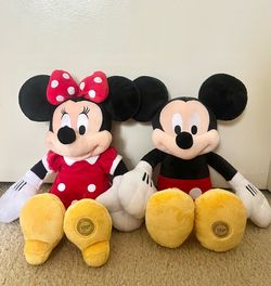 Mickey & Minnie Mouse 16” Plush - Retired Embroidery Stamp Edition