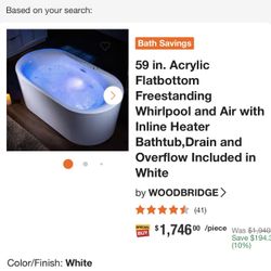 🛁✨ BRAND NEW Luxury 59" Whirlpool Bathtub | Spa Jets & Heater | Box Damage = Huge Savings! ✨🛁