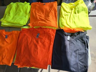 HEY NOW! NEW GILDAN SAFETY GREEN ORANGE SHORT LONG SLEEVE 100% COTTON T SHIRTS