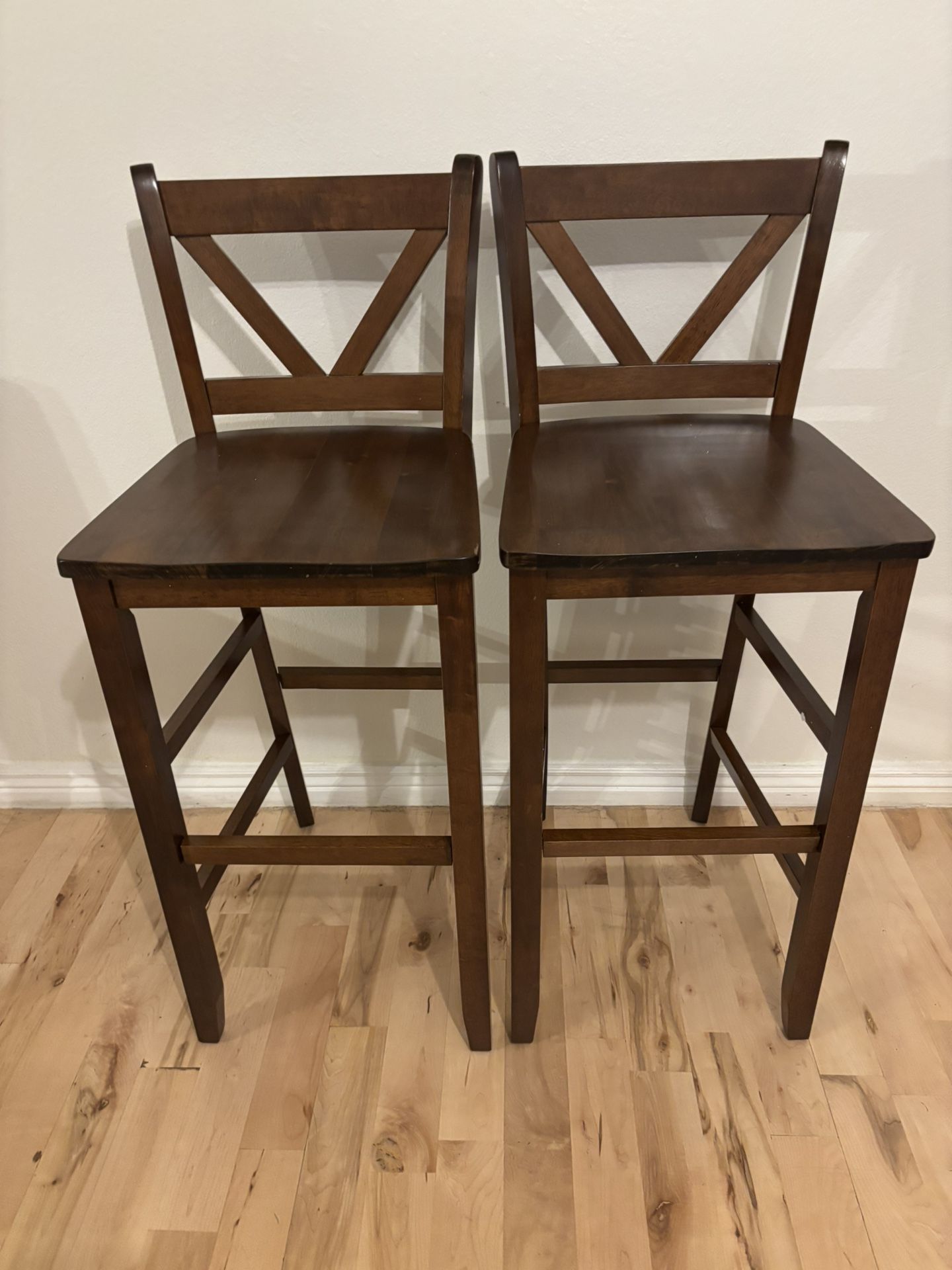 Natural Cross Back Solid Wood Bar Height Stool $80 For 2