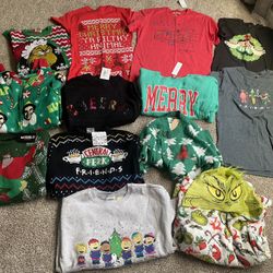 Brand new Christmas shirts/sweaters/light up-size s/m. $20 each or all for $200. If you buy the lot, it comes with a few other things not pictured. :)