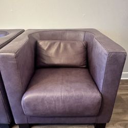 Two Purple leather Single Couch Rarely Used