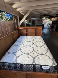 Queen mattress and bed frame with drawers