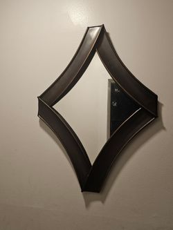 Midcentury Brutalist Hammered Metal Beveled Mirror