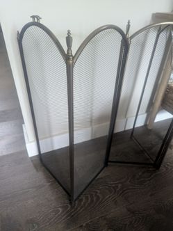 4 panels bronze vintage Mesh Fireplace Screen