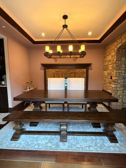 Pottery Barn dining room table and bench