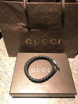 Gucci Leather & silver bracelet for both men & women