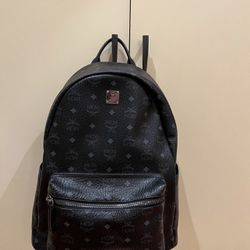 MCM Large Black Leather Backpack