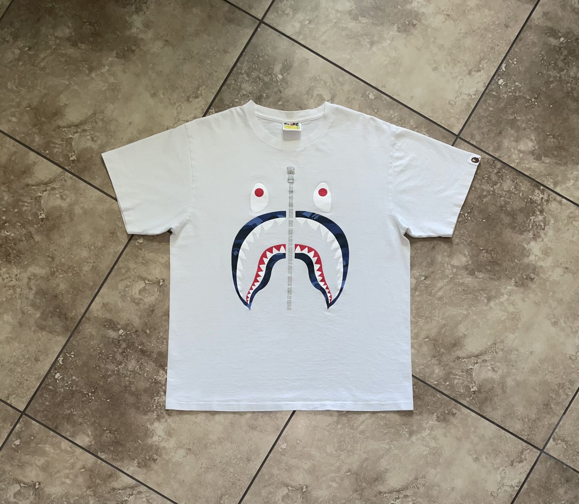 BAPE Color Camo Shark Tee White Blue Size Large