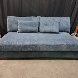 Blue 69" Corduroy Sofa