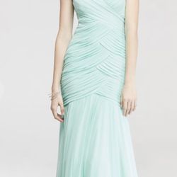 Mermaid prom dress with beaded illusion tank