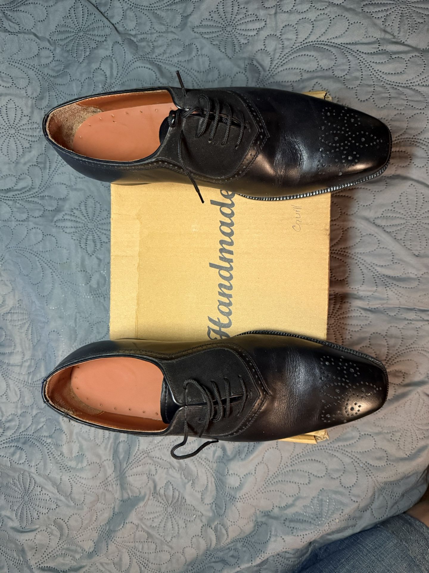 Handmade Black Calf Leather Lace Up Dress Brogue Shoes, Party Wear Wedding Shoe