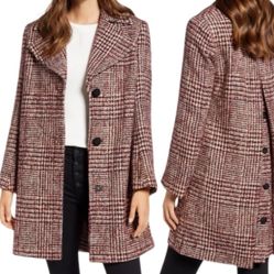 Sam Edelman Burgundy Wool Blend Coat Size 10 Medium