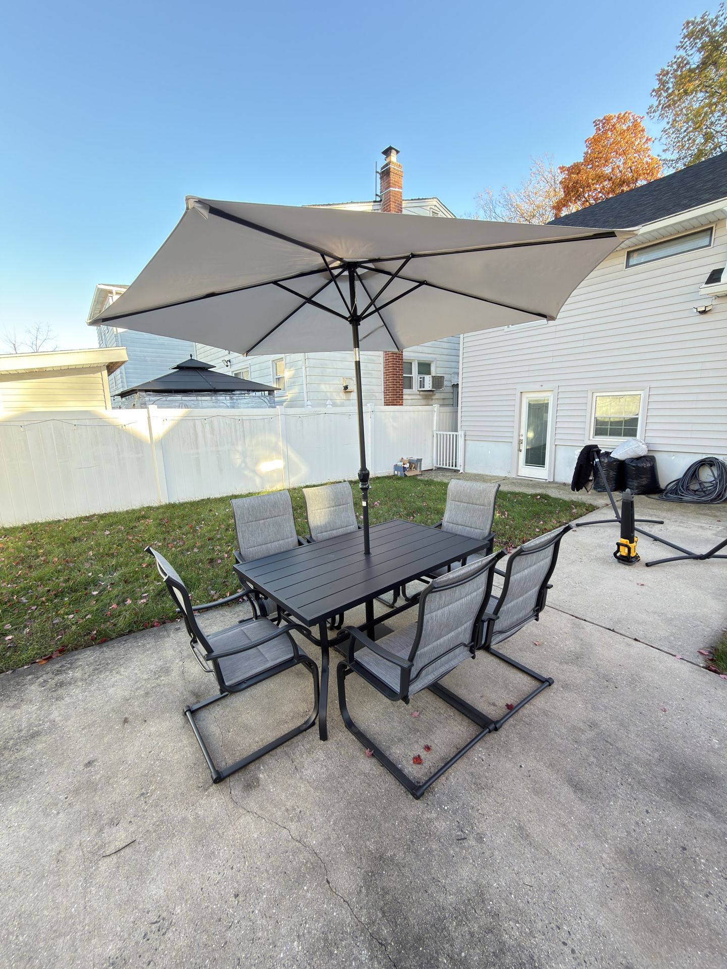Rectangle Outdoor Dining Set with Umbrella