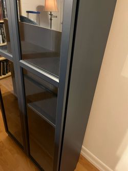 Billy Dark Blue Bookcase with Glass Doors