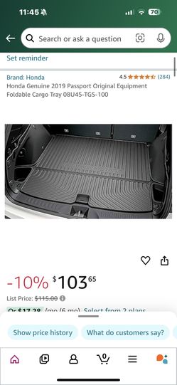 Honda Passport Genuine Rear Cargo Mat