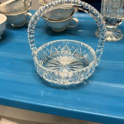 Vintage American Brilliant Cut Glass Basket With Handle