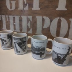 Set Of 4 Mugs- New York, Egypt, Australia, China. 