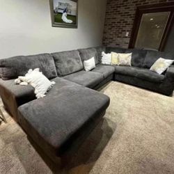 FREE DELIVERY - Comfortable Big Double Sectional Dark Gray Couch - Look My Profile For More Options