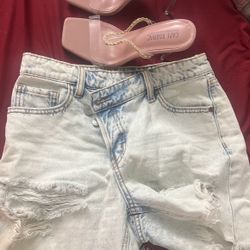 High Waisted Shorts With Clear Heels 