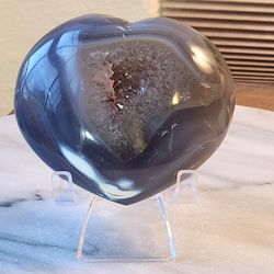 0.9 Lb (421g) Sparkle Druzy Orca Agate Heart Quartz Crystal 