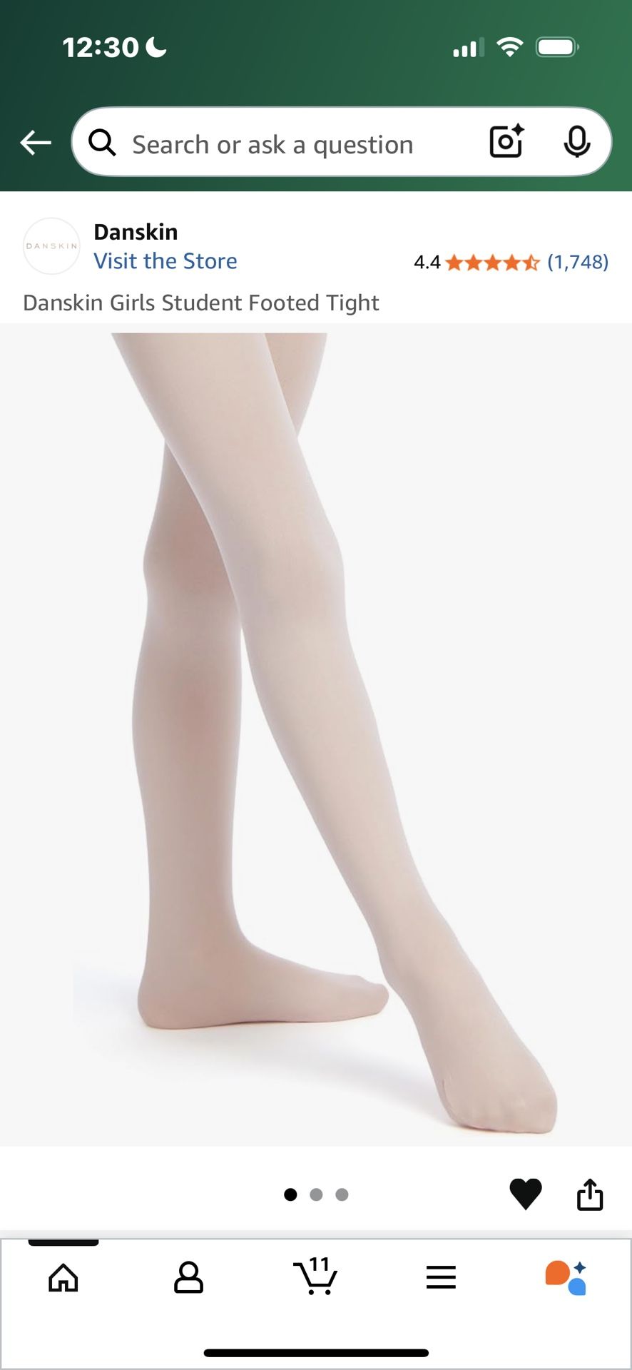 Danskin Girls Student Footed Tight, cream color, Size 4-6X