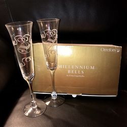 Orrefors Millennium Bells Champagne Flutes designed by Erika Lagerbielke
