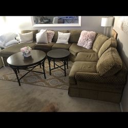 Thomasville Sectional Couch With Coffee Table And Two End Tables