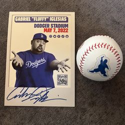 Signed Gabriel “Fluffy” Iglesias Flyer and Collectible Baseball