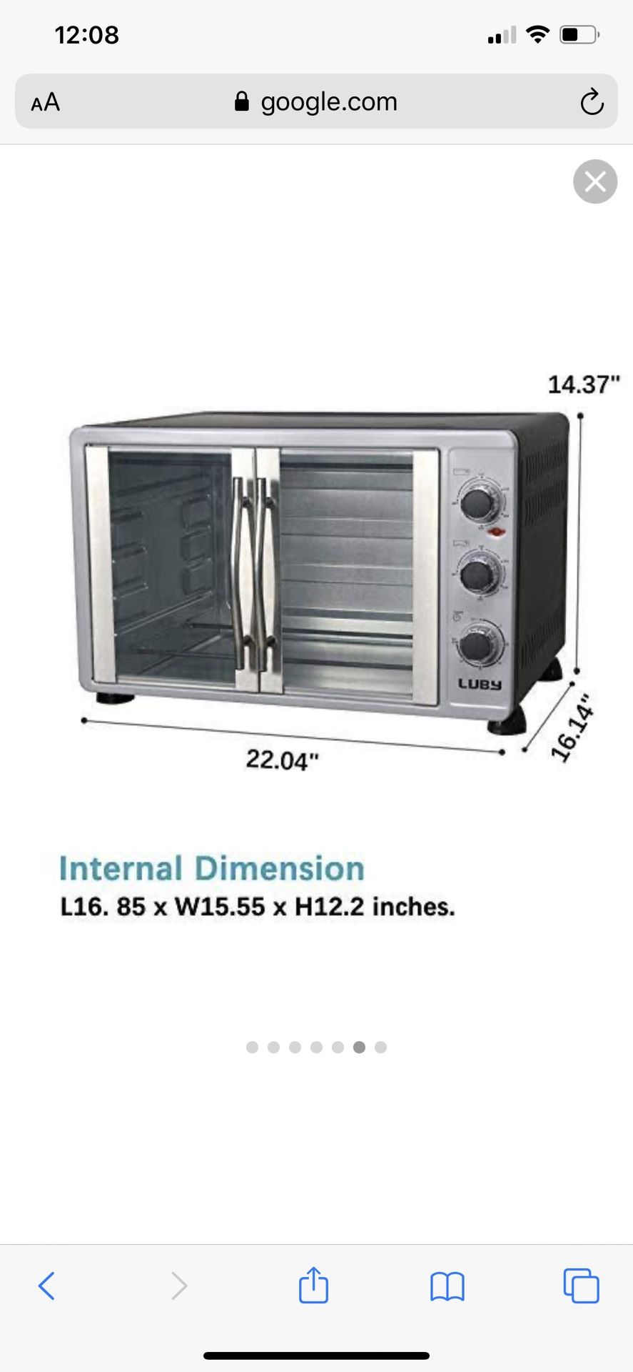 Luby Extra Large Toaster Oven, 18 Slices, 14'' Pizza, 20lb Turkey