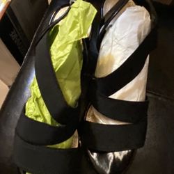 Laura Scott 5.5 Black Patent Leather Wedge Shoes