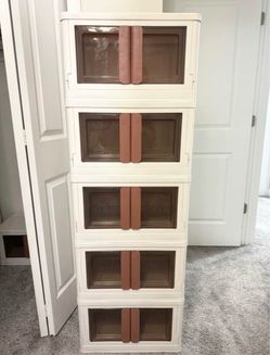 5 Storage Bins with Doors and Wheels /
