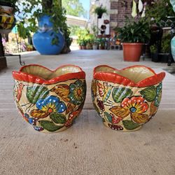 Talavera Small Red Hummingbird Clay Pots (Planters) Plants. Pottery $35 cada una.