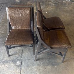 Set of 4 Modern Faux Crocodile Accent Chairs