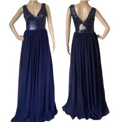 NWT Goddiva London Blue Sequins Sunday Best Formal Prom Maxi Sz 4 Dress 