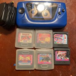 Royal Blue Sega Game Gear With 6 Games & Power Cord