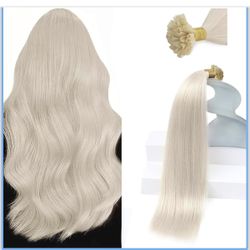 Sunny Hair 18 Inch K Tip Hair Extensions Real Human Hair, Blonde, Soft Keratin Tips, Invisible U Tip, Easy to Comb, Natural Shine, for Women, Adds Vol