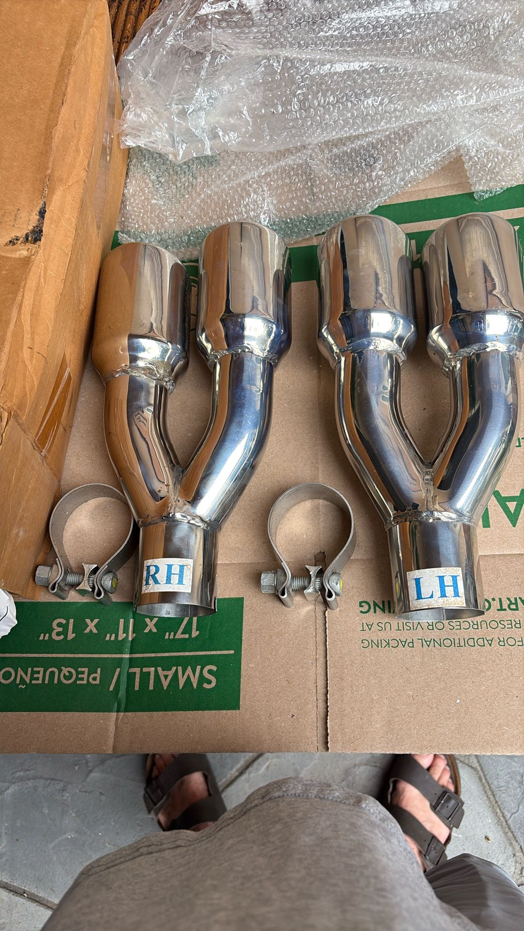 GM Chrome Exhaust Pipes Dual Extensions