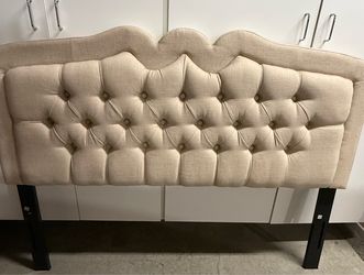 Queen Upholstered Tufted Headboard – Beige / Cream