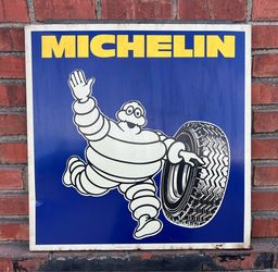 Antique Vintage Michelin Tire Sign Man Cave Old