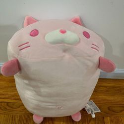 Yamani Fuwamocchii Pink Cat Pillow Plush 17" super soft New with Tag
