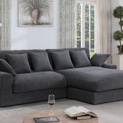 ✅️✅️Reversible Sectional Sofa Chaise In Dark Gray✅️