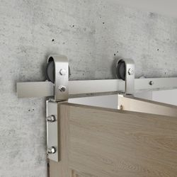 30'' Bi-Fold Sliding Barn Door Hardware Track Kit for Two 13'' Doors,Side Mount Installation,Heavy Duty Roller,Smoothly and Quietly - Brushed Nickel(D